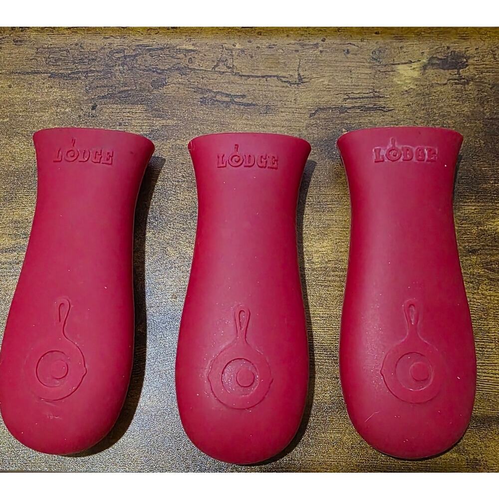Three Lodge Brand Cast Iron Red‎ Silicon Protective Pan Handle Covers Sleeves